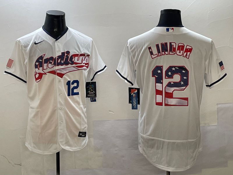 Men Cleveland Indians #12 Lindor White Fashion Elite 2025 Nike MLB Jersey style 2->cleveland indians->MLB Jersey